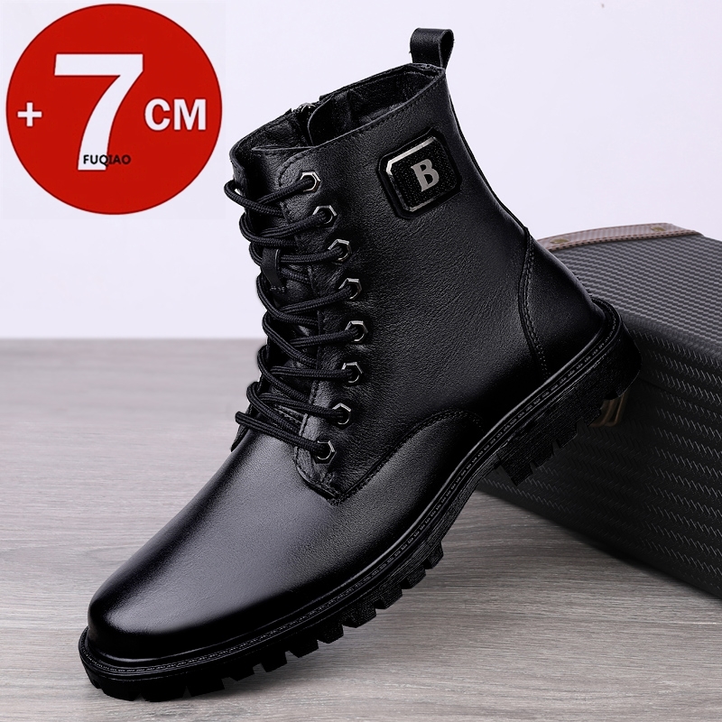 Men'S Shoes Height Increase - Мужские ботинки-лифты из натуральной кожи, зимние