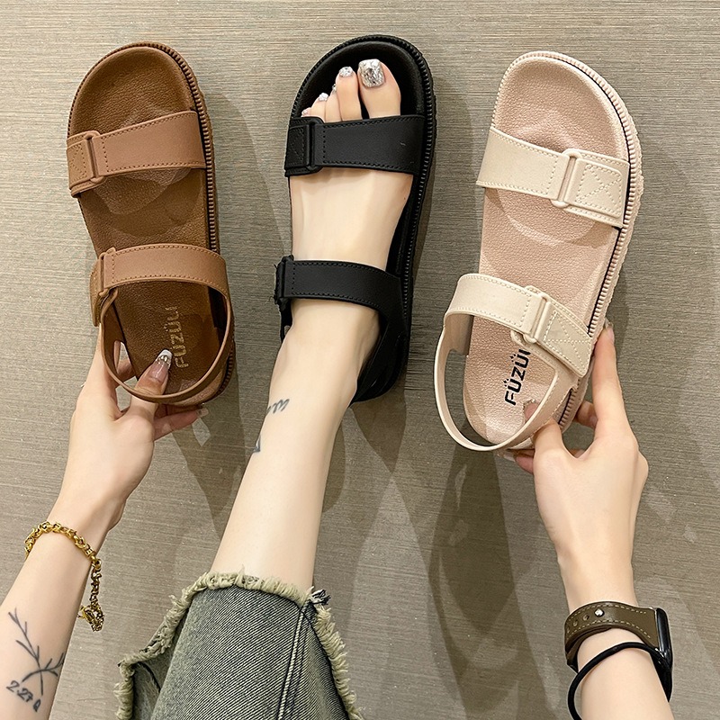 Velcro Strap Sandal - Летние женские сандалии - модные плоские