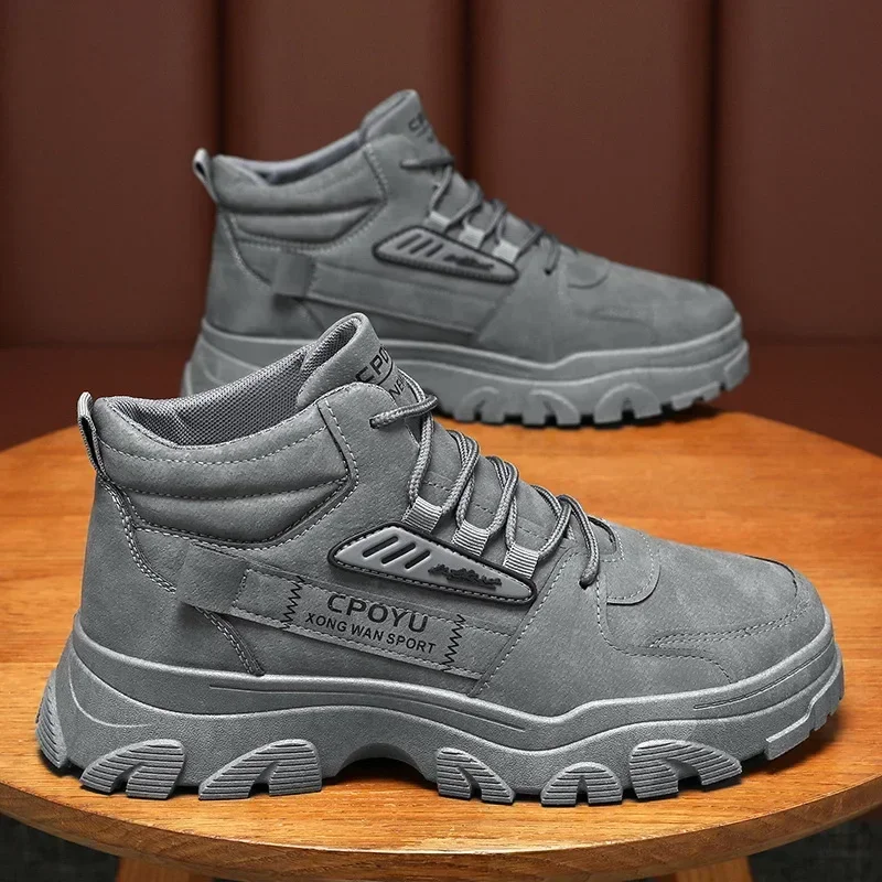 Men'S Shoes Height Increase - Мужские ботинки-полусапоги весенние высокие водонепроницаемые нескользящие