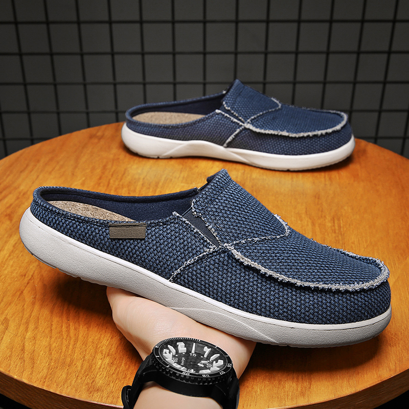 Men Shoes Xxl - Холщовые получешки без шнуровки для мужчин,